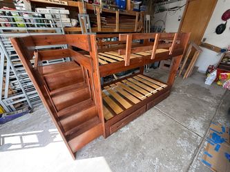 Twin bunk beds with storage