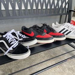 Vans size 9, Nike size 10, Adidas size 10.5.. $20 each.
