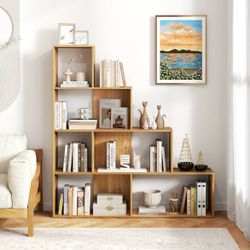 Oak Wood Staircase Bookshelf