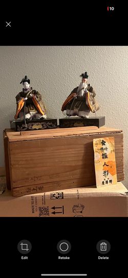 Japanese Hina Dolls and Wood Box