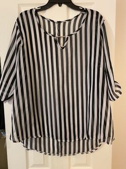 Black and white striped blouse