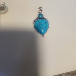 medalla de turquesa plata auténtica 925