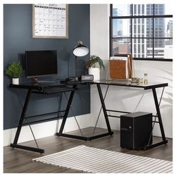 Walker Edison Ellis Modern L Shape Home Office Black Corner Computer Desk