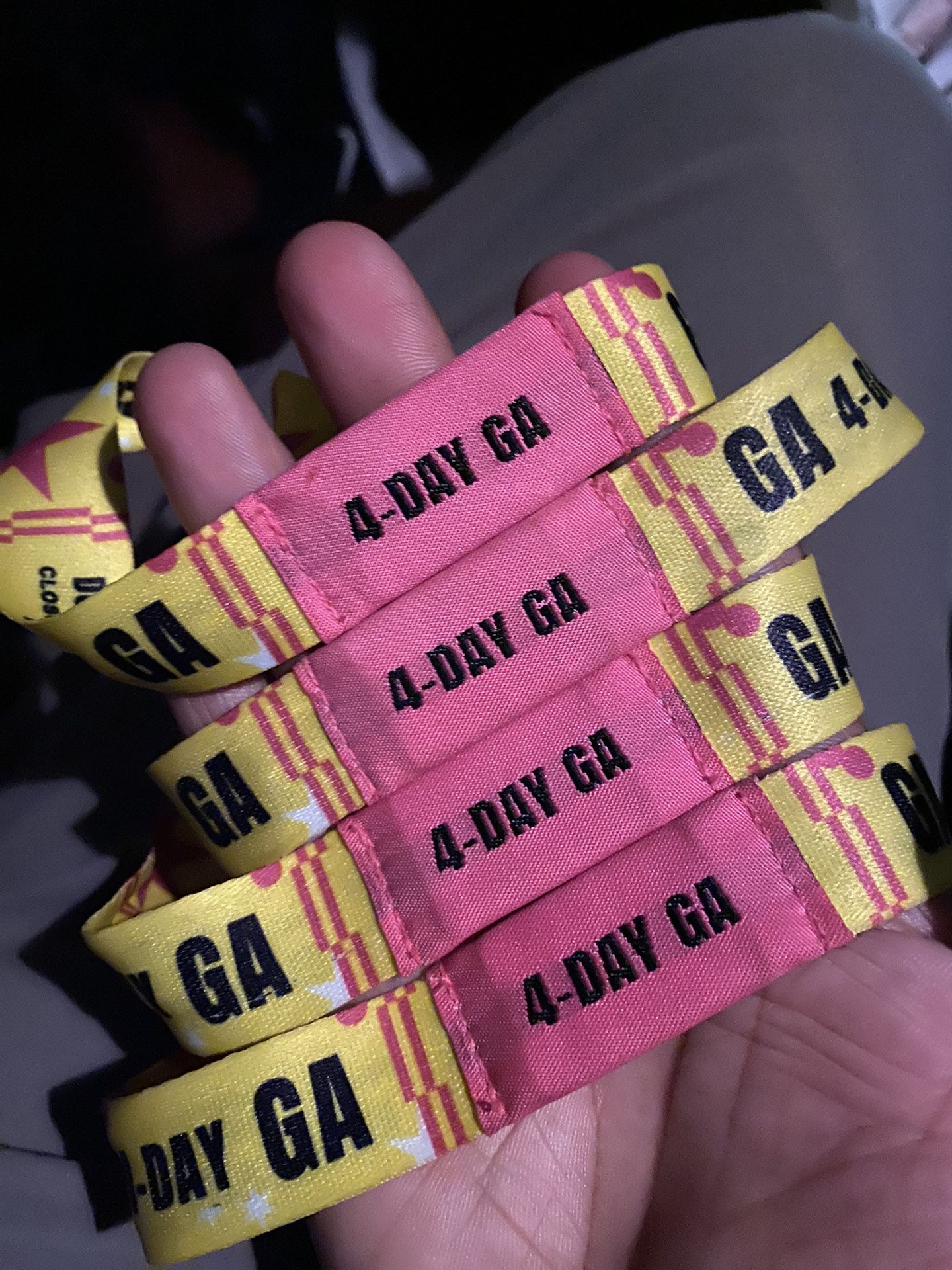 WILLING TO MEET IN PERSON 4 Day Wristband! $300 Each!!