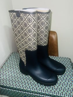 Tory Burch Rain Boots Blue Navy Brand New Size #10$150