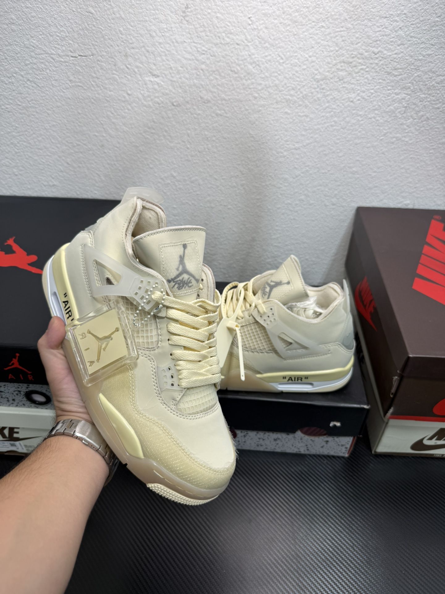  Aj4 Nike Air jordan 4 retro Off White sail size 7,7.5,8,8.5,9,9.5,10,10.5,11,12 