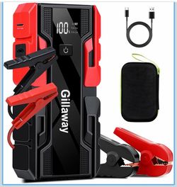Gillaway 001B 3000A Car Battery Jump Starter Pack - Up to 9.0L Gas/7.0L Diesel Engines - 12V Portable Jump Box with USB Charger, LED Light and Power B