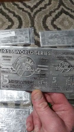 Metal tickets 1965world series Yankees