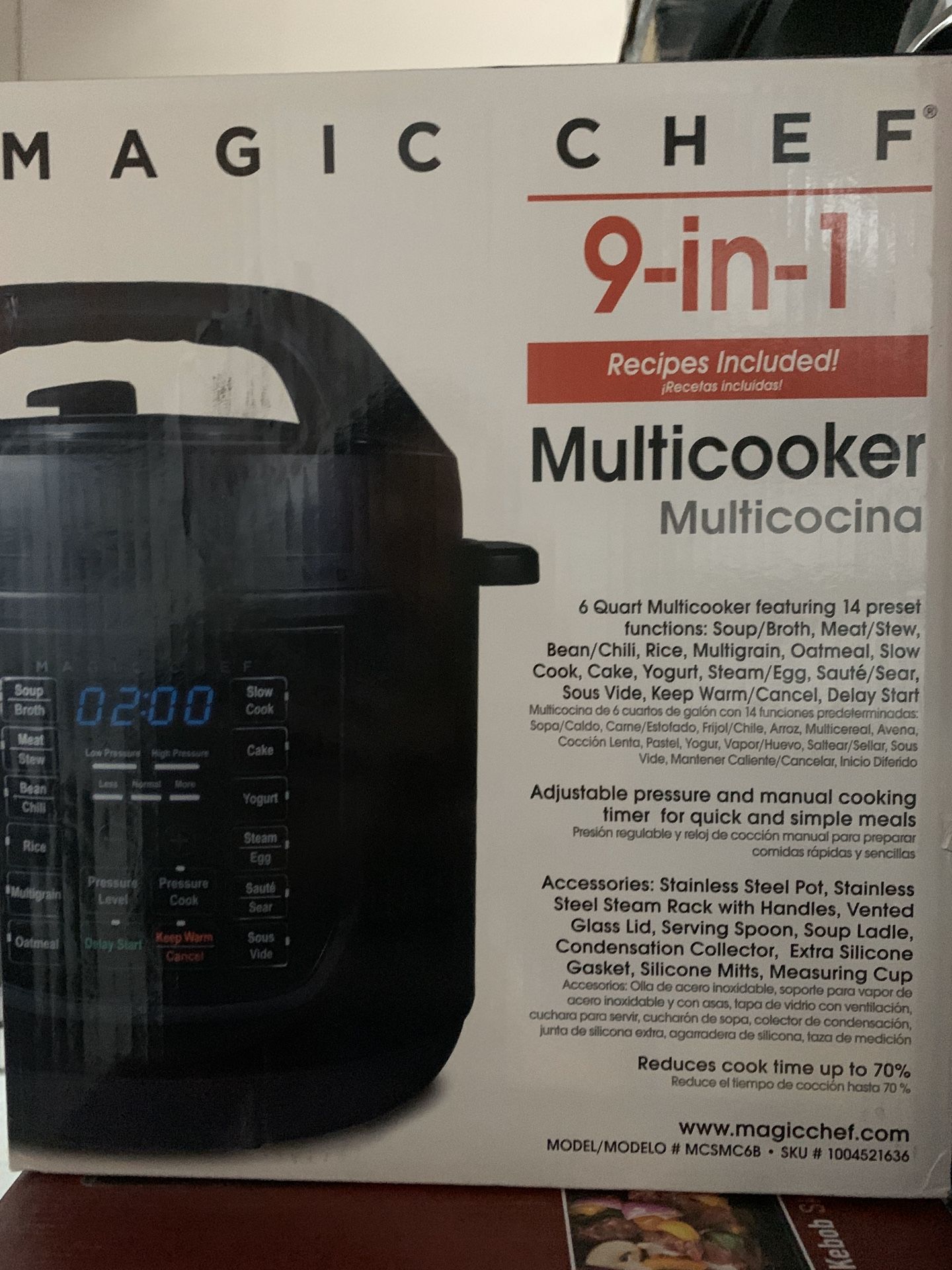 Qt. 9-in-1 Multi Function Pressure Cooker with Sous Vide in Matte Black by Magic Chef