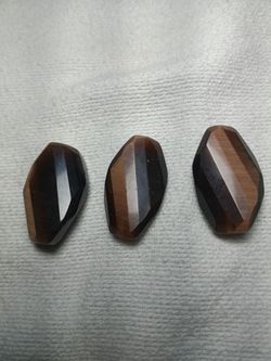 3pc 1" Natural Smoky Quartz Fancy Shield Faceted Focal Beads
