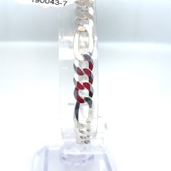 925 Sterling Silver 8” Flat Figaro Bracelet 10.10g 7mm 190043/7