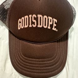 BRAND NEW “God Is Dope” Brown/Pink Trucker Hat