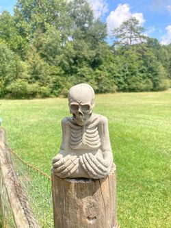 Concrete Skeleton Garden Statue