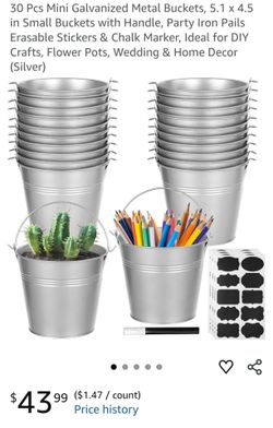 30 Mini Metal Buckets New