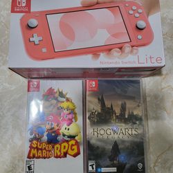 Coral Nintendo Switch Lite With Two Games (Cypress Pickup Only)