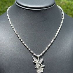 Jewelry .925 solid sterling silver rope Chain necklace 22.00” 19.00 grams 2.80mm with angel pendant charm