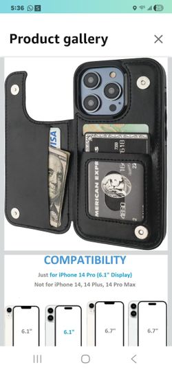 MIDOLA Wallet Case for iPhone 14 Pro 14P with Card Holder Cover Cell Phone Leather Protective Purse 6.1 Inch Black