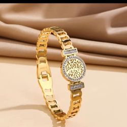 18 K Gold Plated  Stainless Steel Hollow Tree Of Life Bracelet 