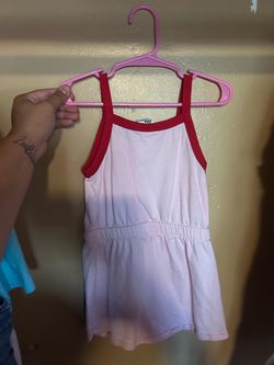 Girls Pink Tank Top with Red Trim