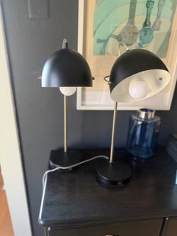 Pair of Black Dome Table Lamps