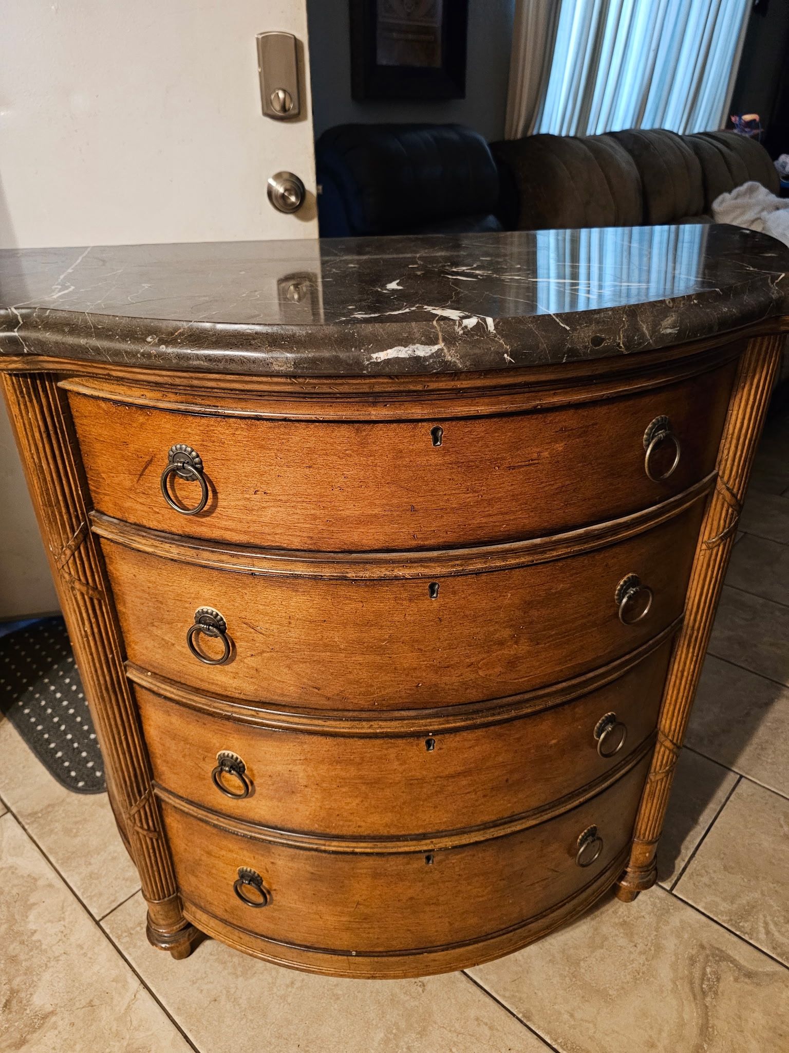 Four Drawer Dresser W/marble Top & Mirror 