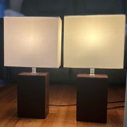 TABLE  LAMP  WITH USB  BROWN COLOR