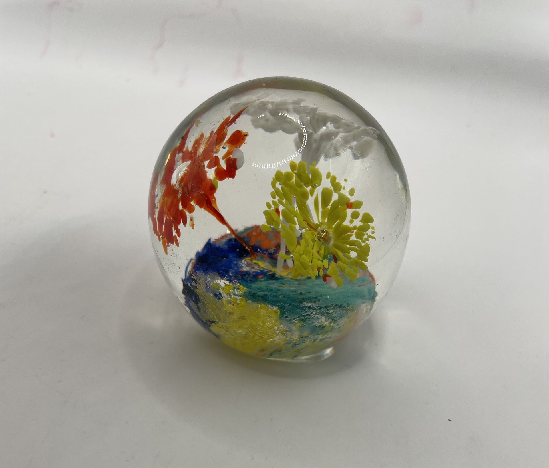 Vintage Art Glass Paperweight- Primary Color Bursts