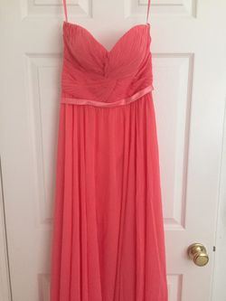 Strapless coral melon pink long dress size 4