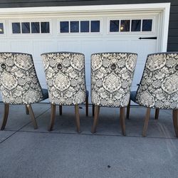 4 Dining Room Chairs 18” high Blue/Grey Paisley Patrern $100