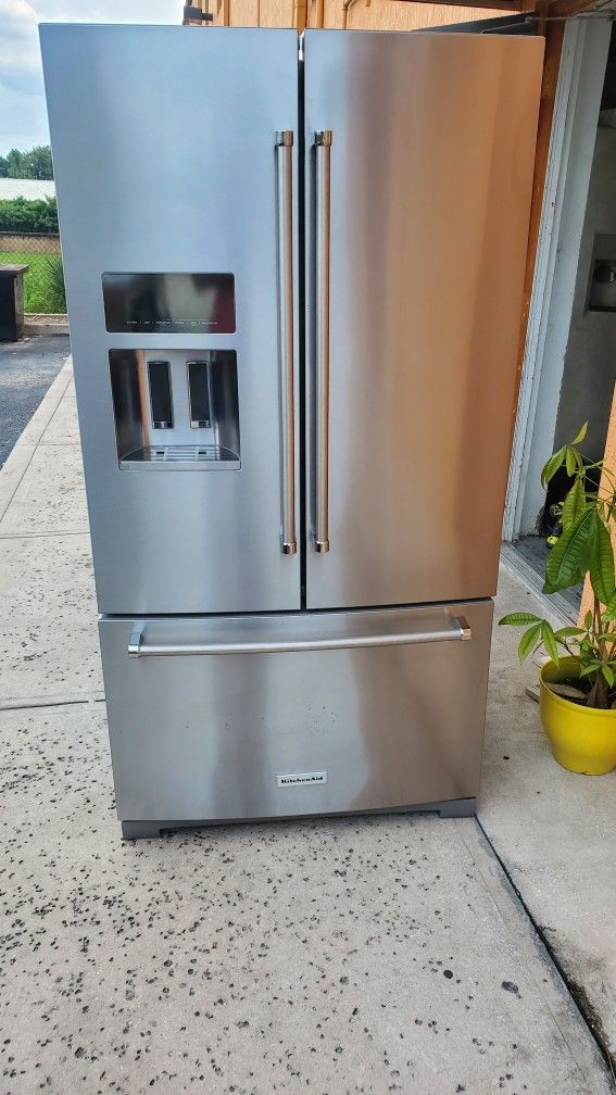KitchenAid 3 Door Refrigerator Stainless Steel 68"H x 36" W x 32"D - Can Deliver & 30 Days Warranty
