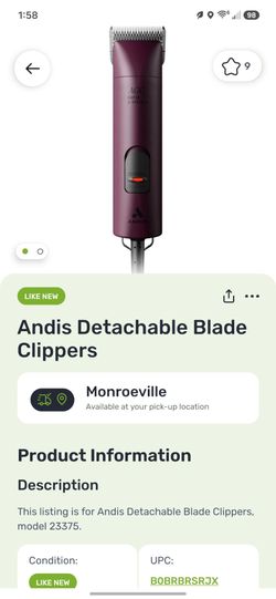 Andis detachable blade pet clippers burgundy
