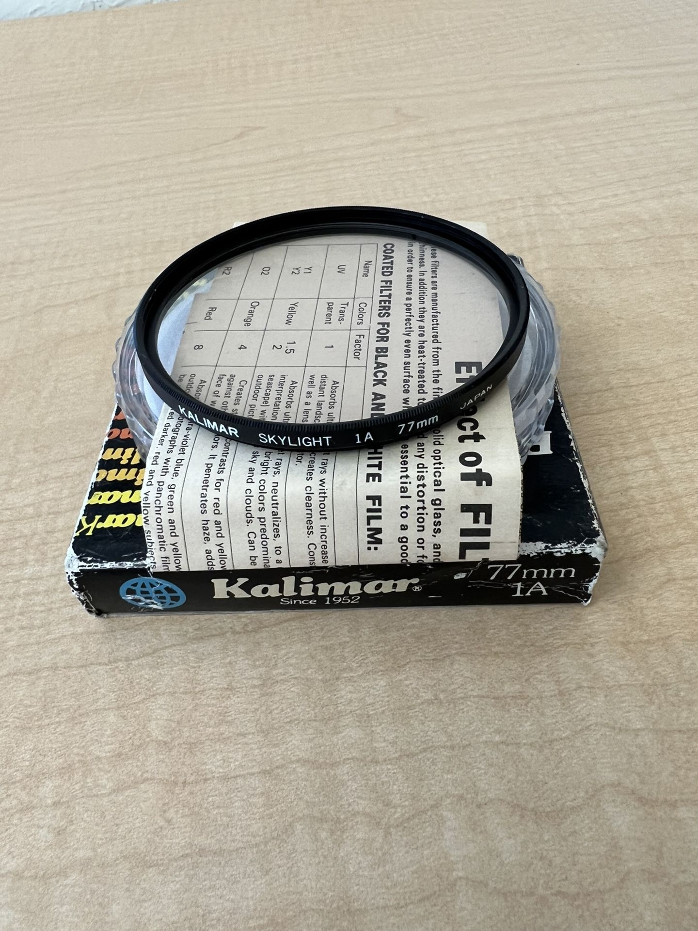KALIMAR 77mm 1A skylight Lens Filter - - - old stock - never been used - boxed
