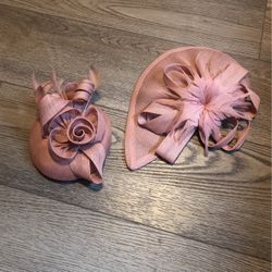 2 Matching Mother/ Daughter English Hats - Blush Pink 
