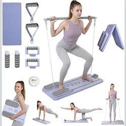 Pilates Board Set - Pilates Reformer, Multi-Foldable Pilates Reformer Set, Portable Pilates Reformer, Trainer Machine for Home Workout with Timer, Ab,