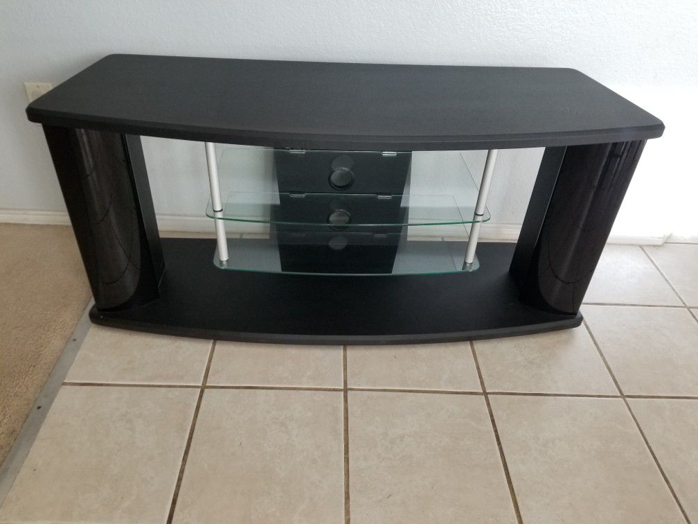 Black tv stand with glass shelves!!
