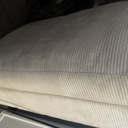 Neutral Upholstered Cube Ottomans / Stools