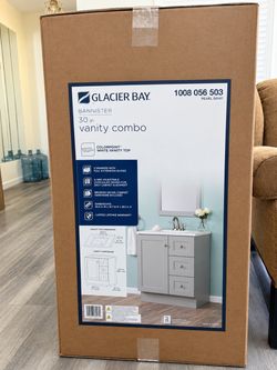 Pearl Gray Bath Vanity with White Top