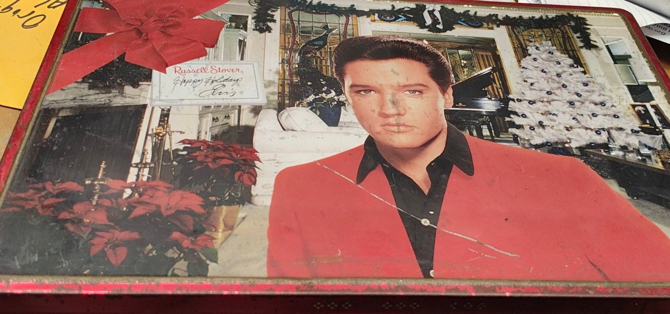 Large Elvis Russell Stover Holiday Candy Tin