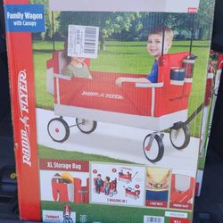 Radio Flyer, Family Wagon with Canopy, Folding Wagon, Light Gray and Red