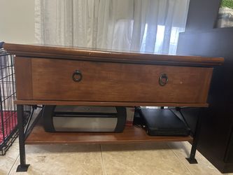 Wood One Drawer Cabinet with Metal Legs 