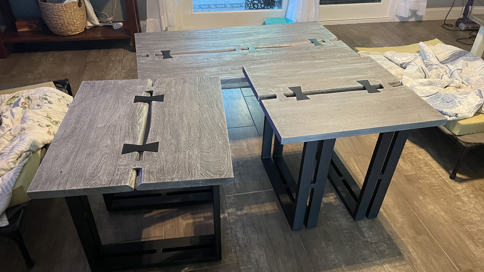 Solid Wood And Steel Coffee