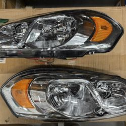 LED Headlights For 2006 To 2013 Impala & 2006 To 2007 Monte Carlo, Chrome Housing With Amber Corners