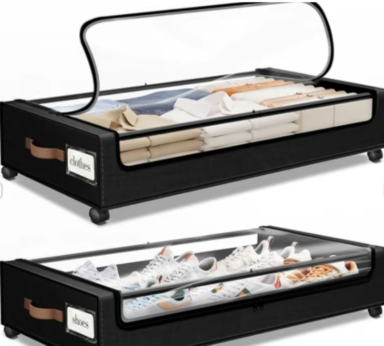 Under Bed Storage with Wheels 2Pack Storage Containers with Clear Window & Label