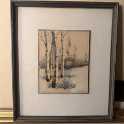 Mid Century Shadowbox Signed By The Artist Watercolor 19 By 16