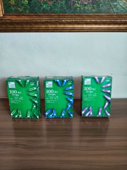 New Home Accents Holiday 100 Mini LED lights -3 pack ( Green, blue, purple)