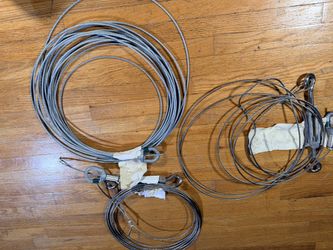Steel Wire Rope Cable Lot with 3 Ring Grippers & Turnbuckle Hardware