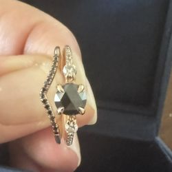 Catbird NYC Engagement Wedding Ring Set Rose Gold - Black Diamond Originally $3k