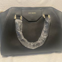 Black Leather Joy & IMAN Womens Handbag Purse. 