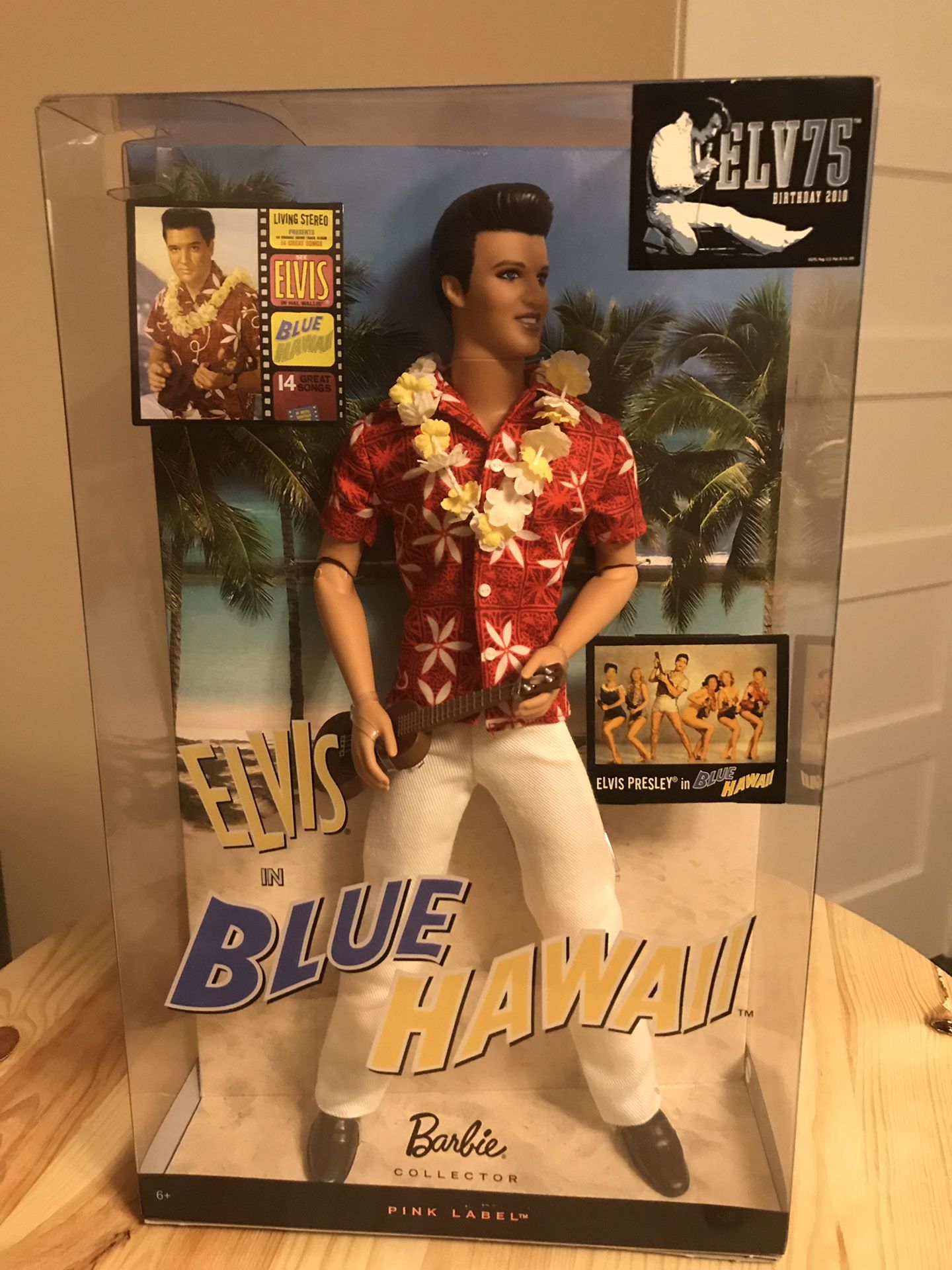 ***ELVIS PRESLEY BLUE HAWAII BARBIE COLLECTOR PINK LABEL DOLL NEW IN BOX***