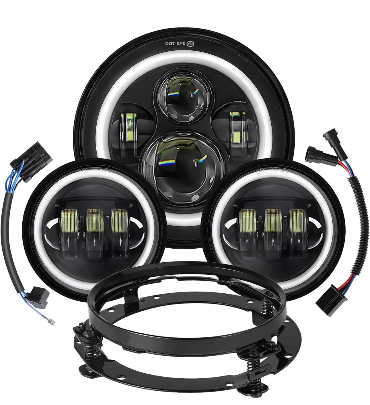 7 Inch LED Motorcycle Headlight 4.5 Fog Passing Light Fit Compatible with Harley